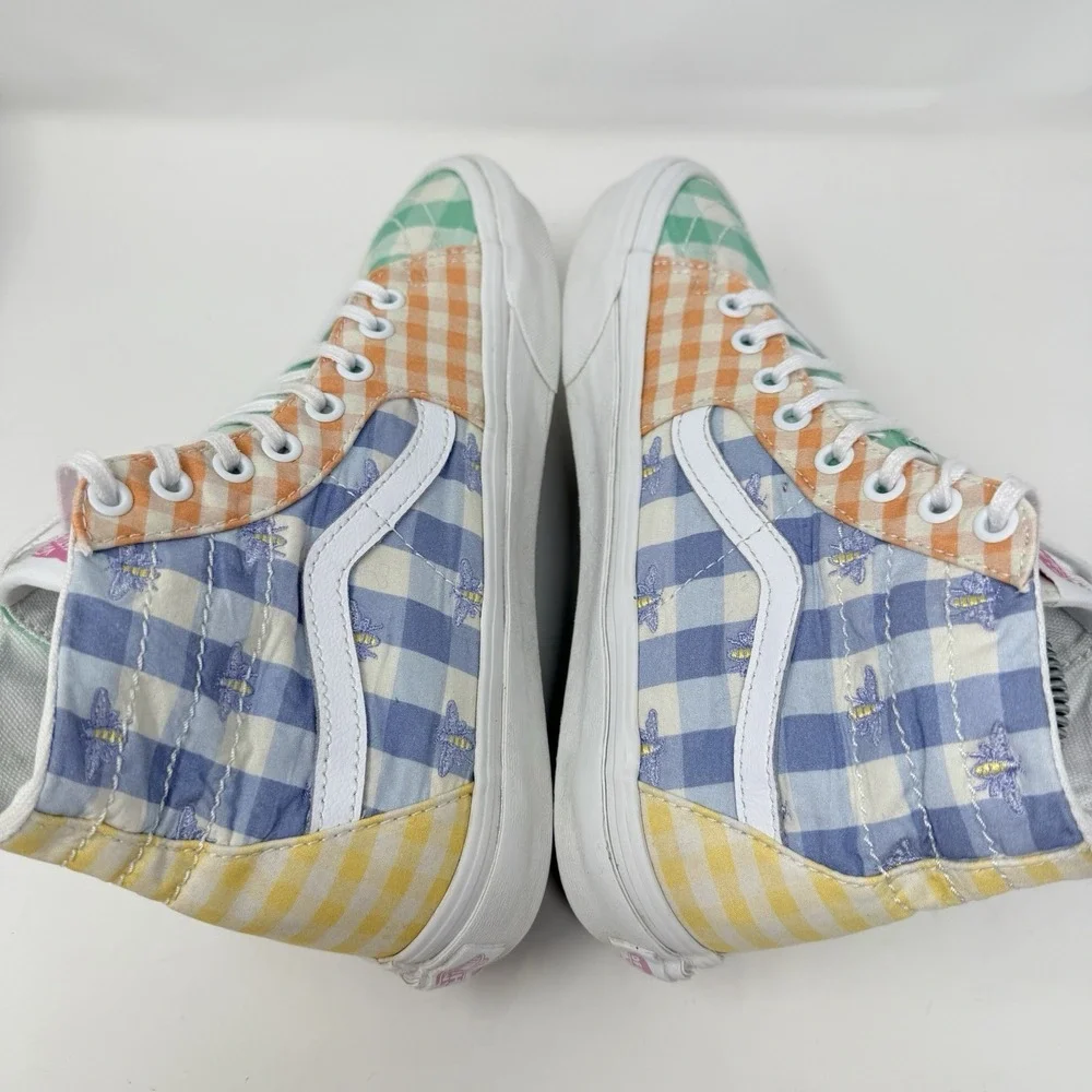 Vans Sk8-Hi Tapered Gingham Patchwork Cherries Bees High Top Sneakers M 7, W 8.5